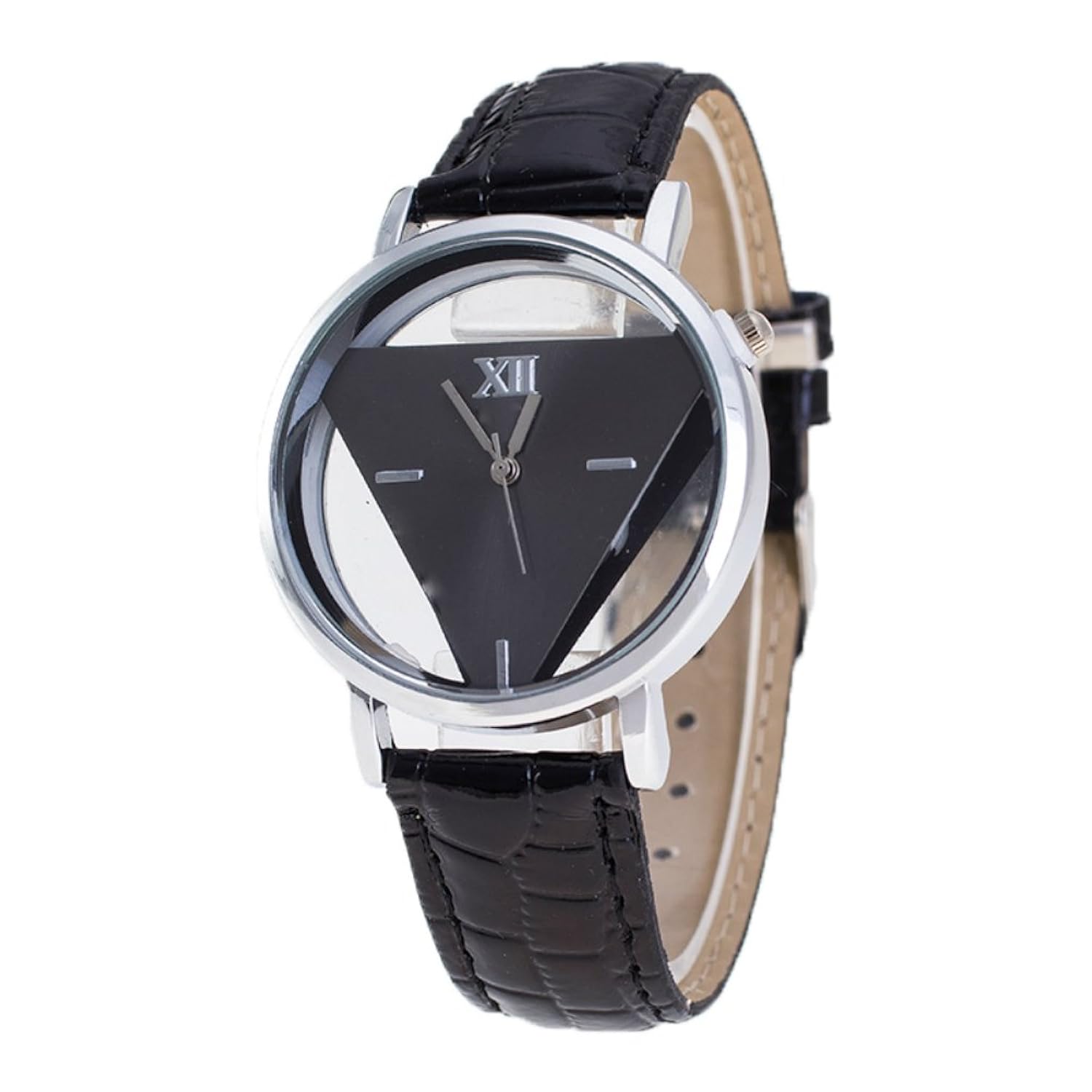 中性款独特三角形表盘手表指针式石英表石英腕表黑色